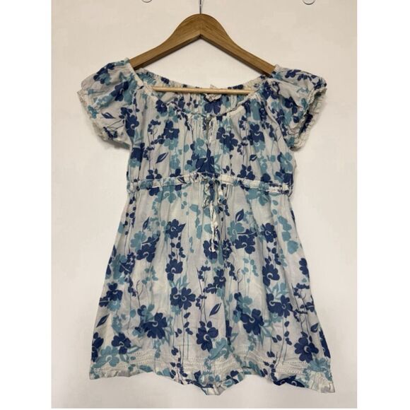Aeropostale White Floral Babydoll Top Small Y2K Boho - Picture 6 of 10